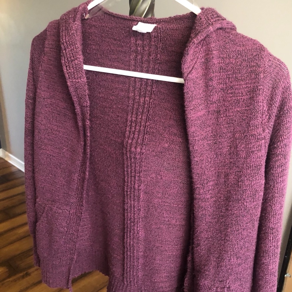 Mudd brand purple hooded cardigan sweater